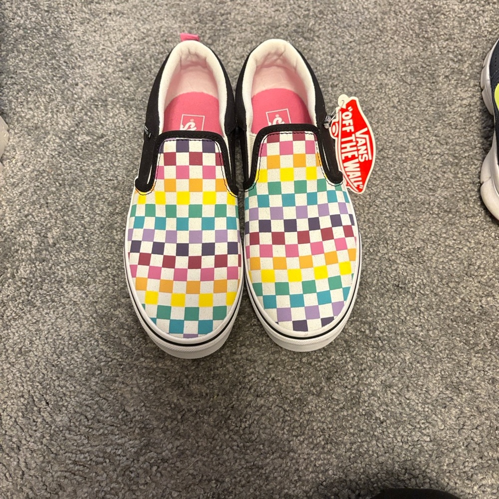 Vans Kids Colorful Checkered Slip-On Sneakers